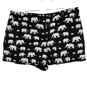 Loft Blue Linen Blend Chino Shorts size 2 Elephant Family Print 4" Insean Mid